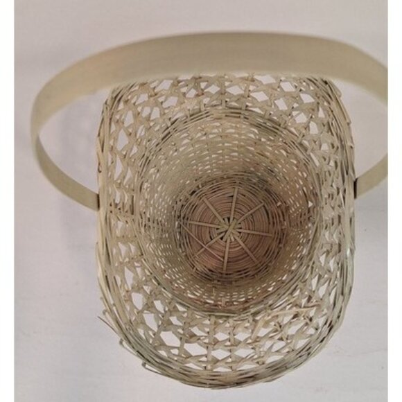 Lot Of 2 Bonnet Wicker Baskets Shabby White Boho Easter - Picture 6 of 15